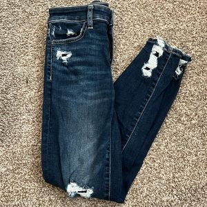 Women’s ~American Eagle~ Ne(x)t Level Stretch~ Dark Blue ~Patched holes~ Size 4